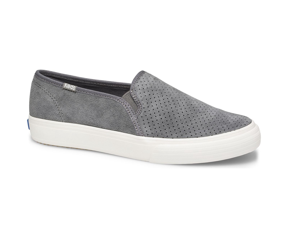 Keds Slip Ons Damen Grau - Double Decker Perf Suede - YFZ-789523